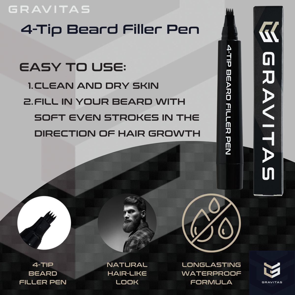 4-tip Beard Filler Pen for Men